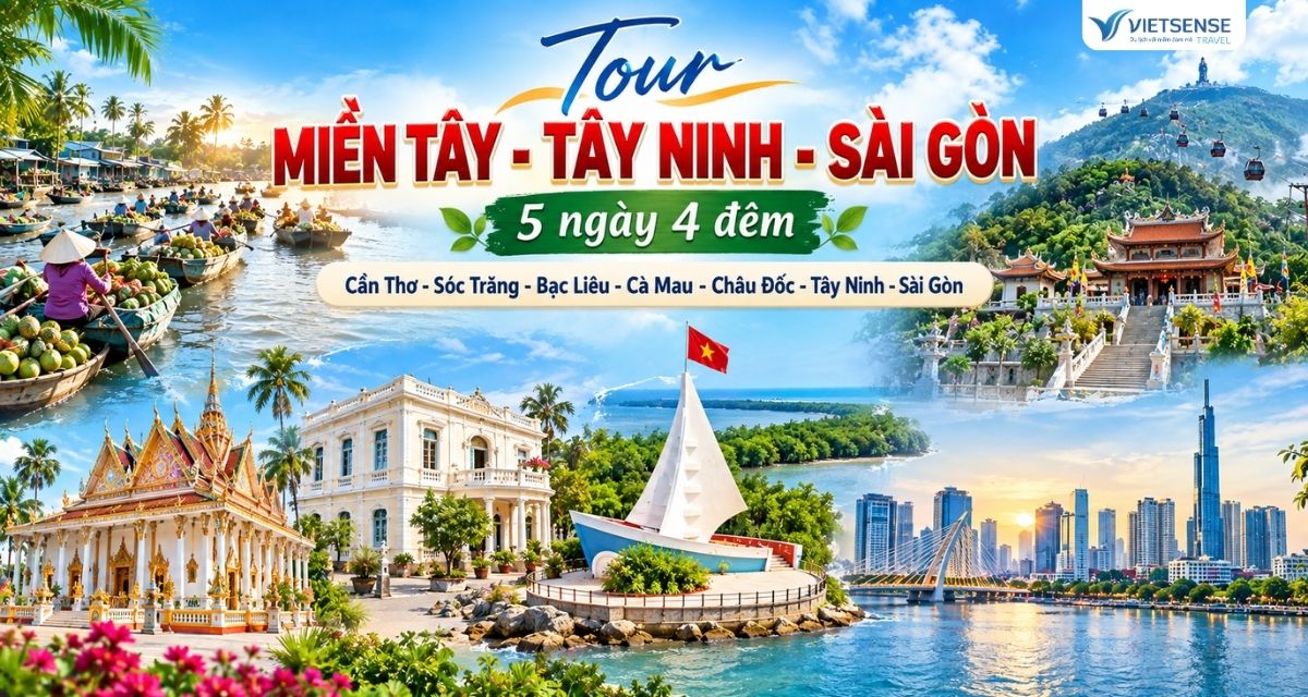 Tour du lịch Miền Tây - Tây Ninh - Sài Gòn 5 ngày 4 đêm
