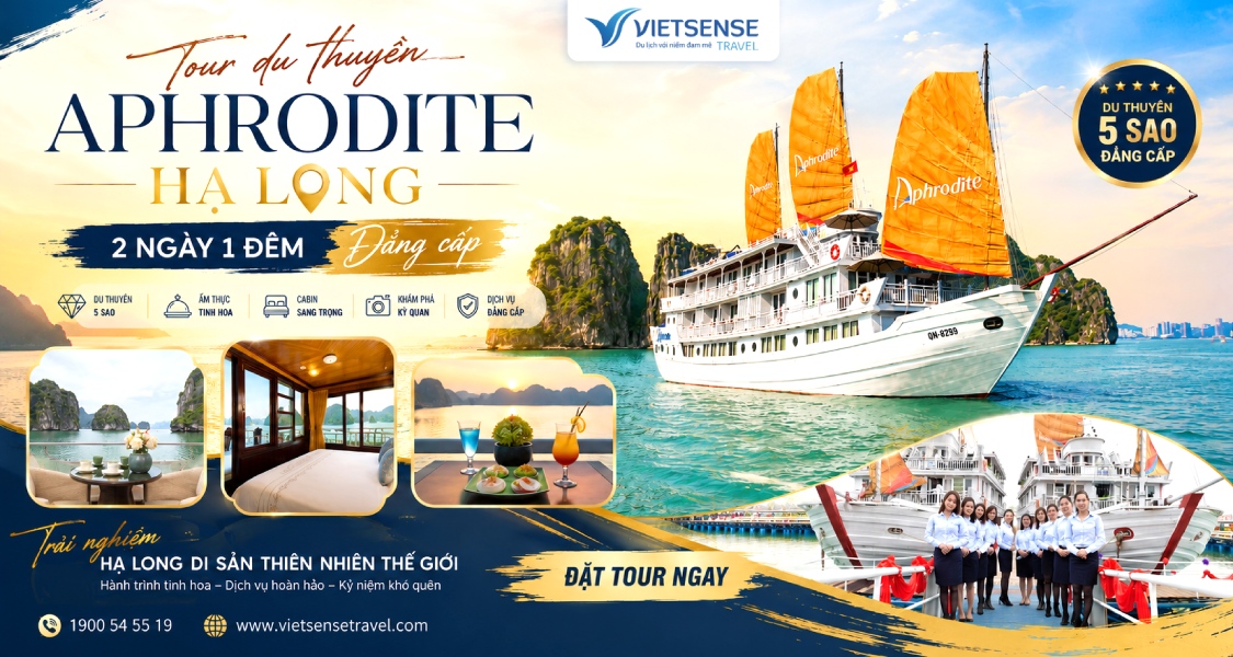 Tour du thuyền Aphrodite Hạ Long 2 ngày 1 đêm đẳng cấp
