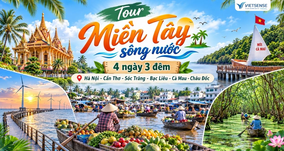 Tour miền Tây 4 ngày 3 đêm: Cần Thơ - Sóc Trăng - Bạc Liêu - Cà Mau - Đất Mũi - Châu Đốc