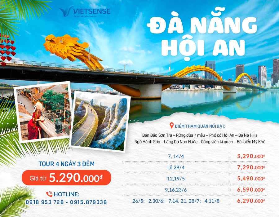 Bà Nà - Hội An - Rừng Dừa Bẩy Mẫu  4 ngày 3 Đêm