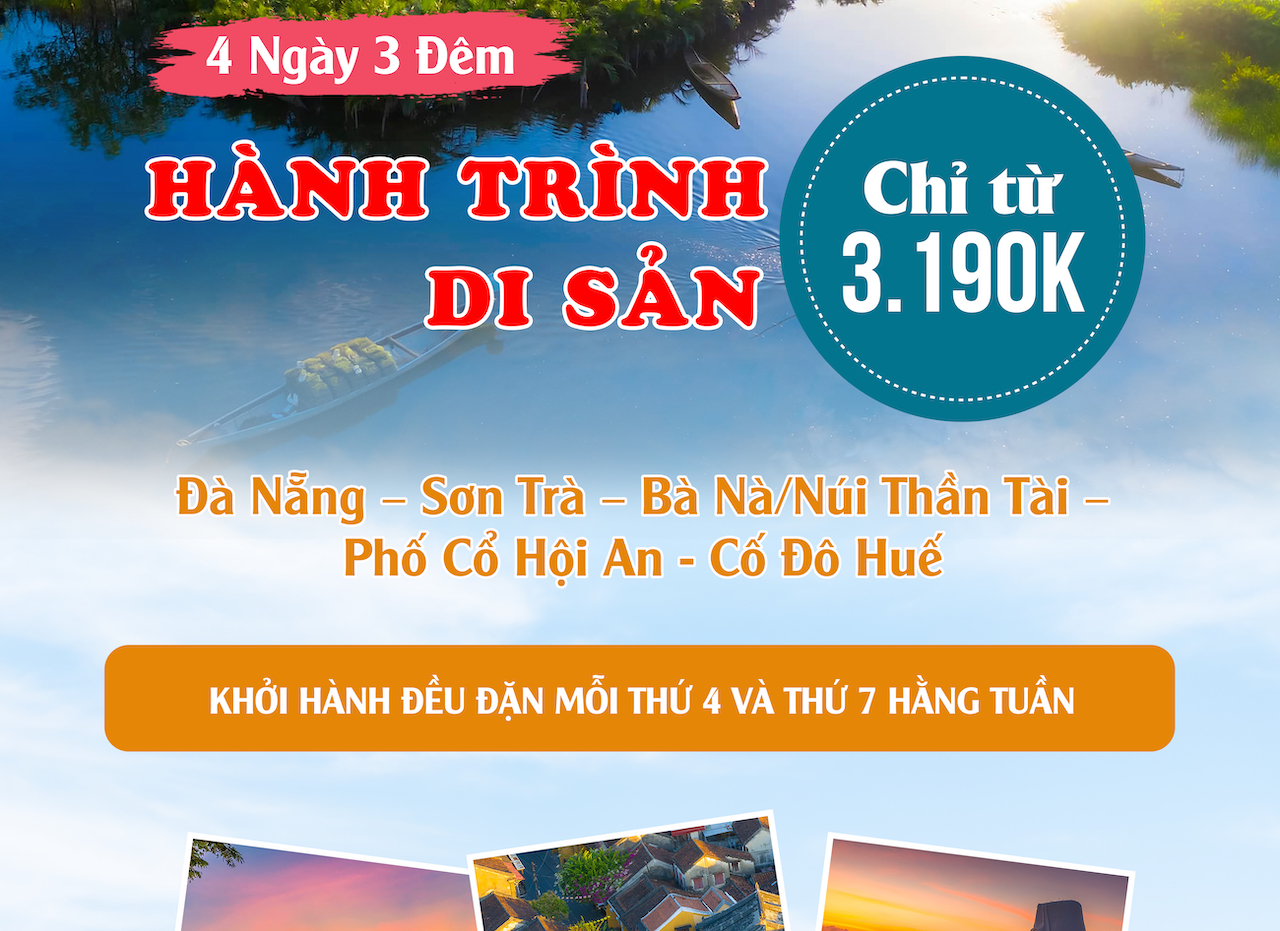 Lịch Khởi Hành Tour Ghép Miền Trung từ Đà Nẵng