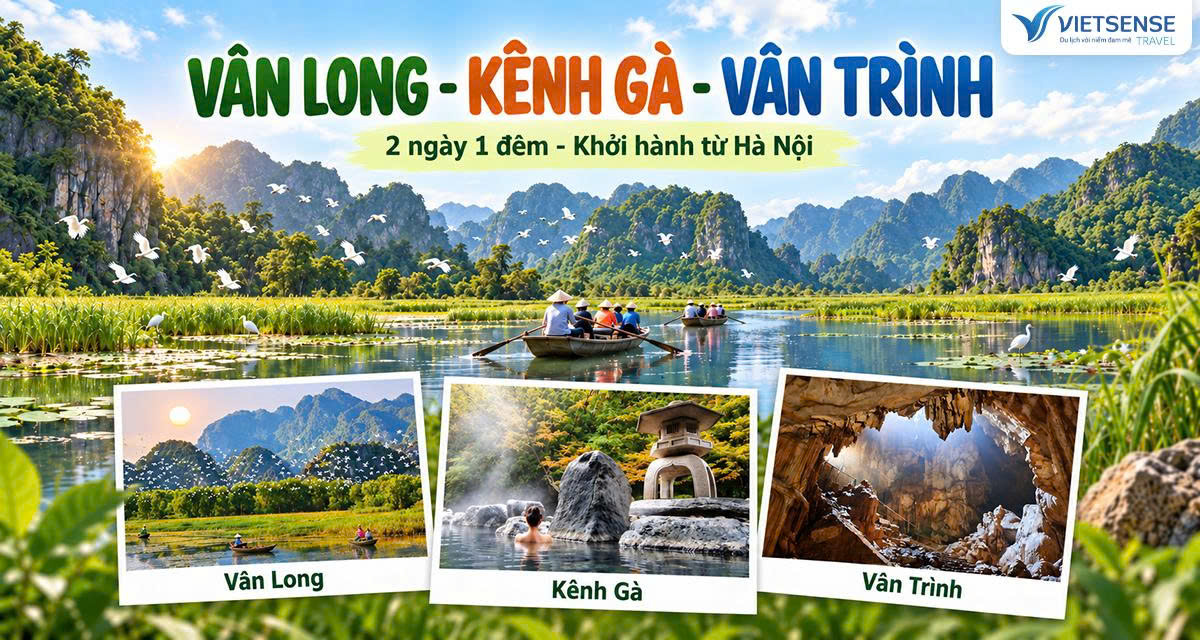 Tour đầm Vân Long suối khoáng Kênh Gà động Vân Trình 2 ngày 1 đêm