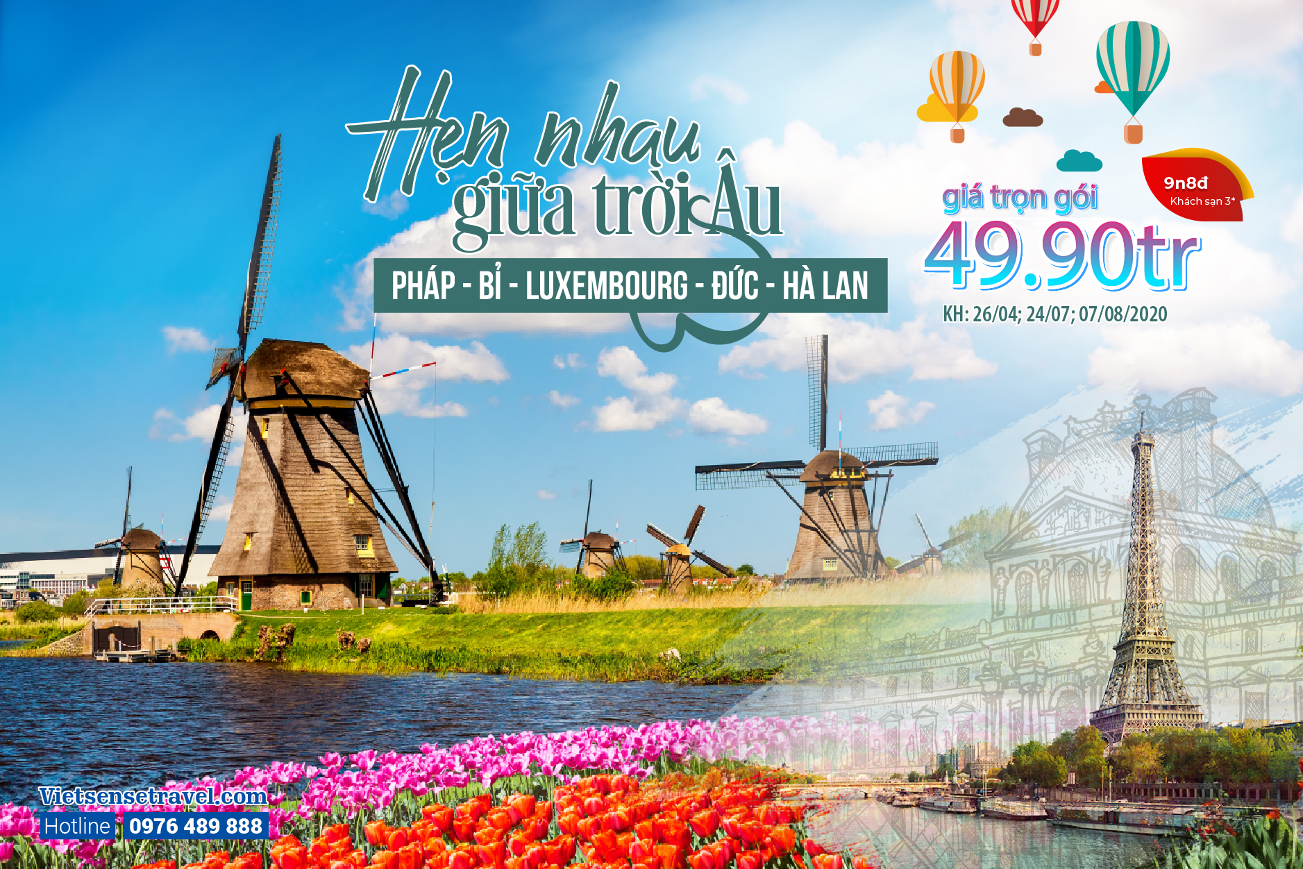 Tour Du Lịch Châu Âu Hành Trình Pháp - Bỉ - Luxembourg - Đức - Hà Lan 2020