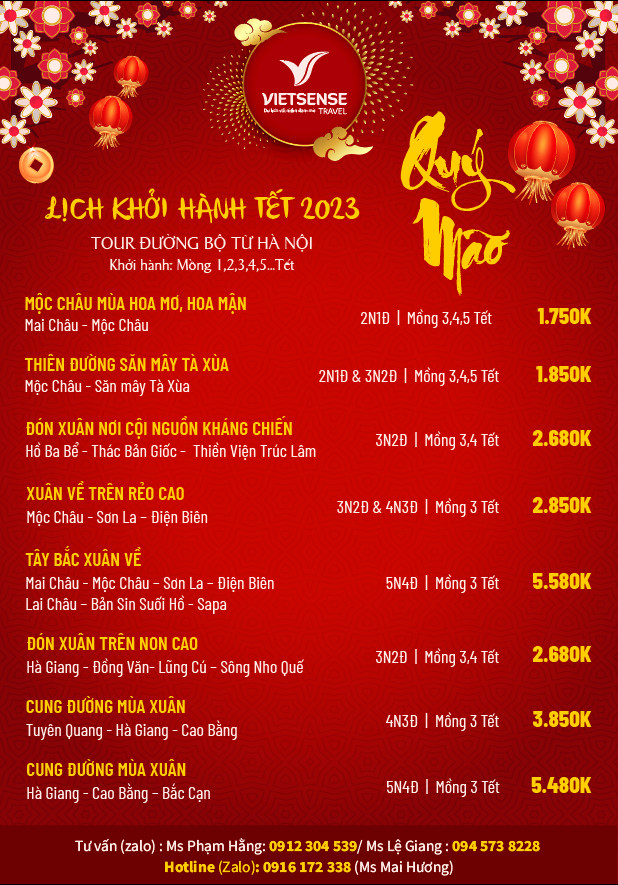 Tour du lịch Tây Đông Bắc tết Nguyên đán