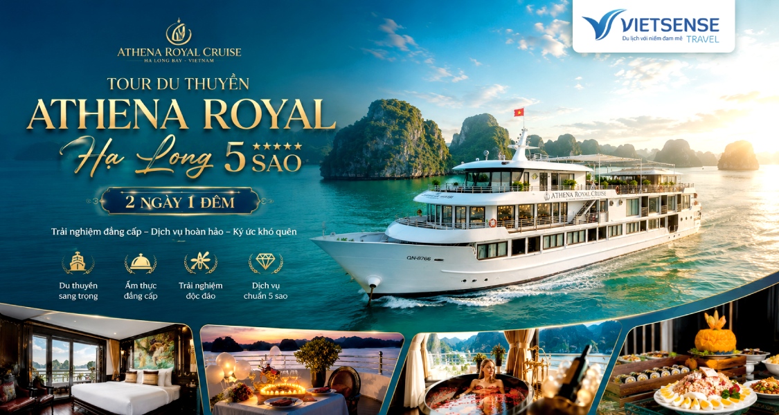 Tour du thuyền Athena Royal 2 ngày 1 đêm