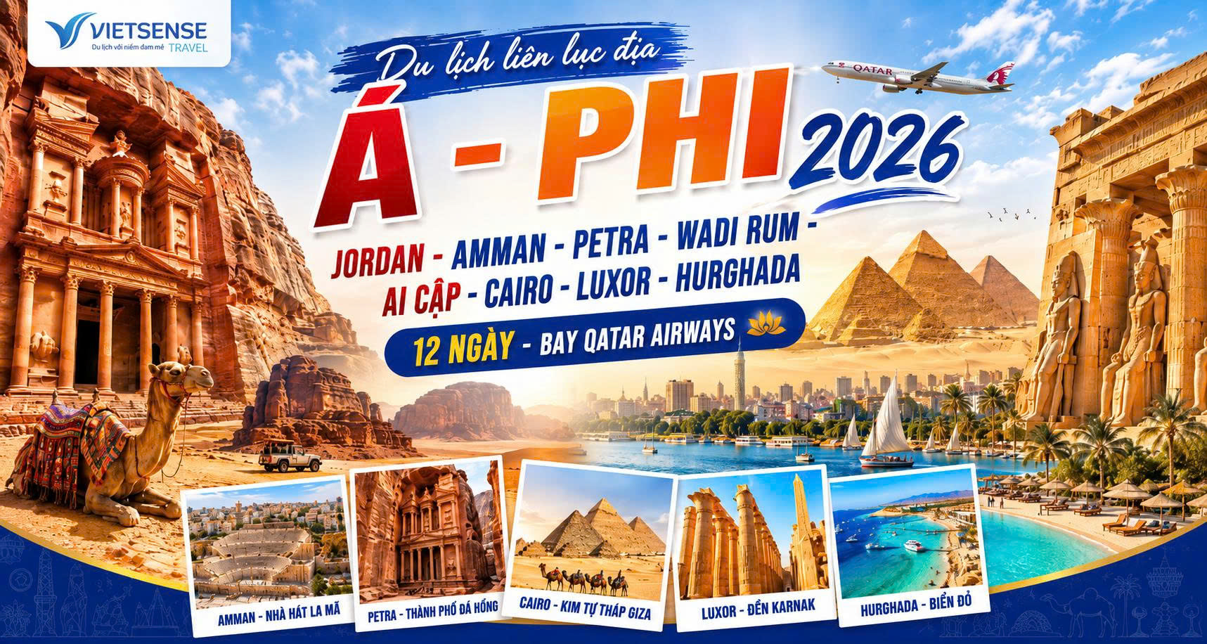 Tour Jordan Ai Cập 12 ngày 11 đêm bay Qatar Airways từ Hà Nội