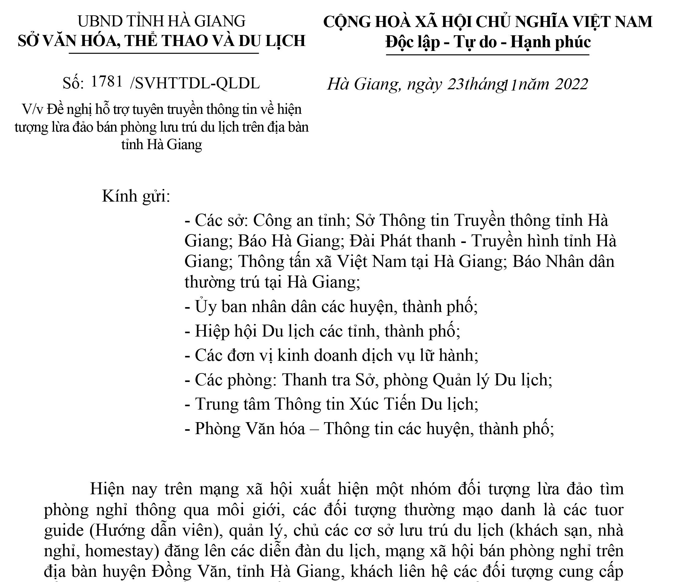 Cảnh báo lừa đảo" đặt phòng ảo" tại Đồng Văn, Hà Giang