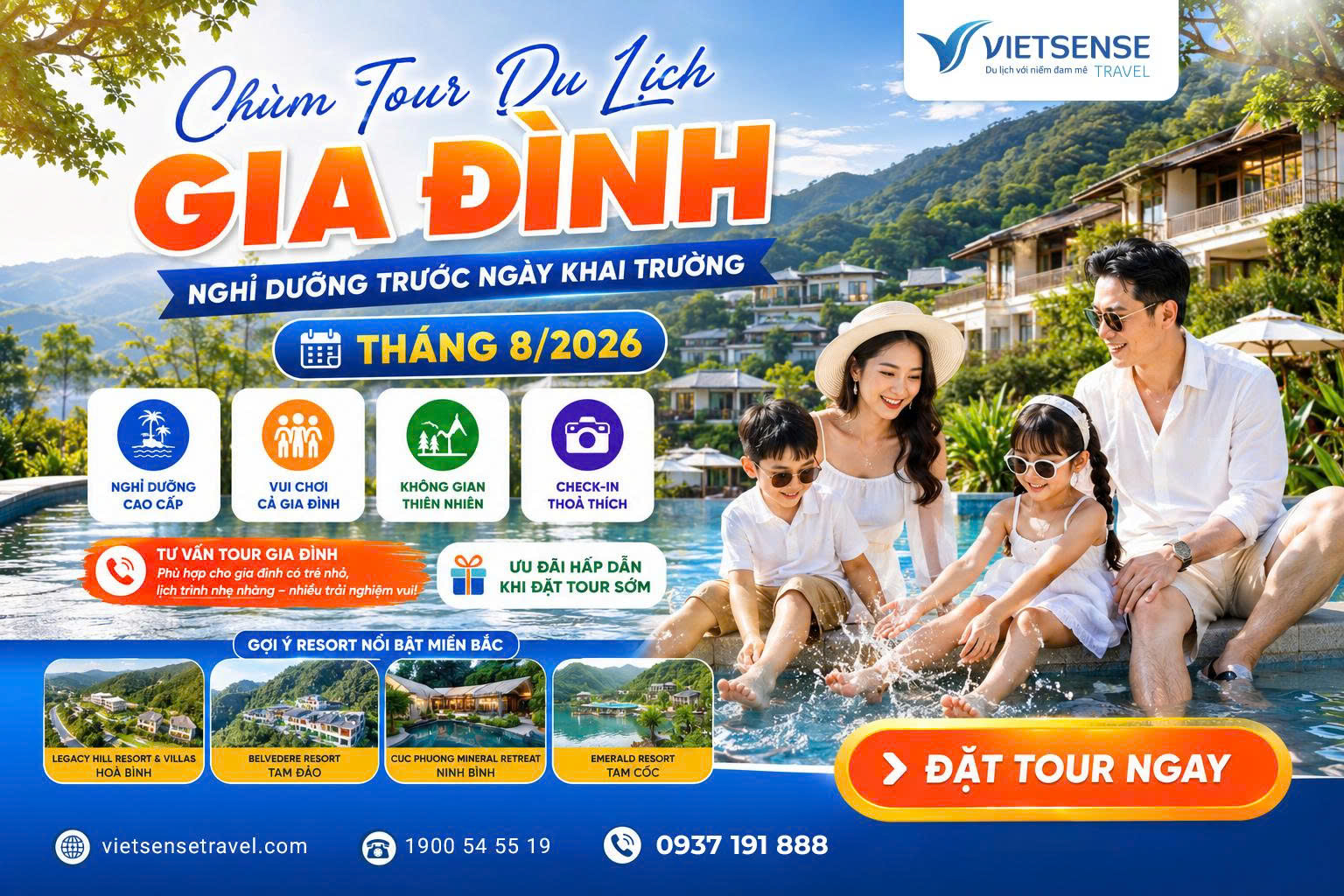 Chùm tour du lịch gia đình nghỉ dưỡng tháng 8 trước ngày khai giảng năm học mới