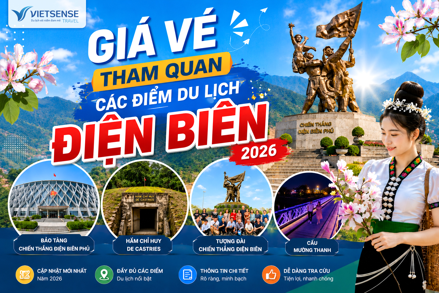 Bảng giá vé tham quan các điểm du lịch Điện Biên cập nhật 2026