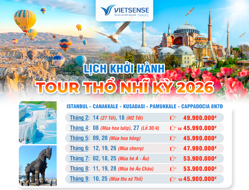 Lịch Khởi Hành Tour Du Lịch Thổ Nhĩ Kỳ 2026