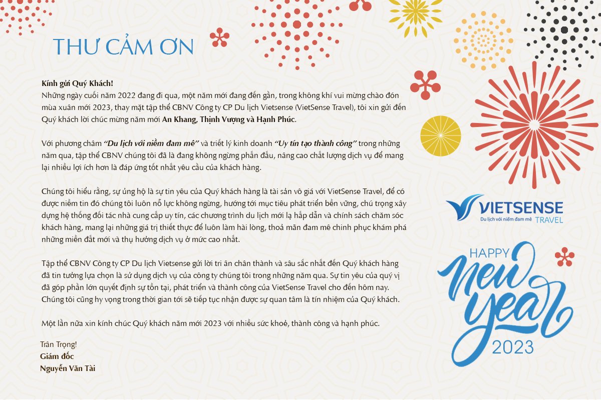 Thư Cảm ơn Khách hàng cuối năm