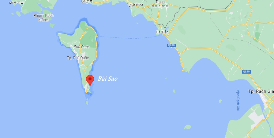 Vị trí Bãi Sao trên đảo Phú Quốc