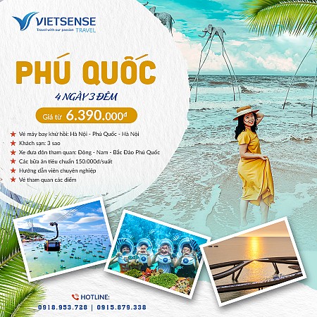 Tour Phú Quốc 4 ngày bao vé máy bay serie siêu tiết kiệm