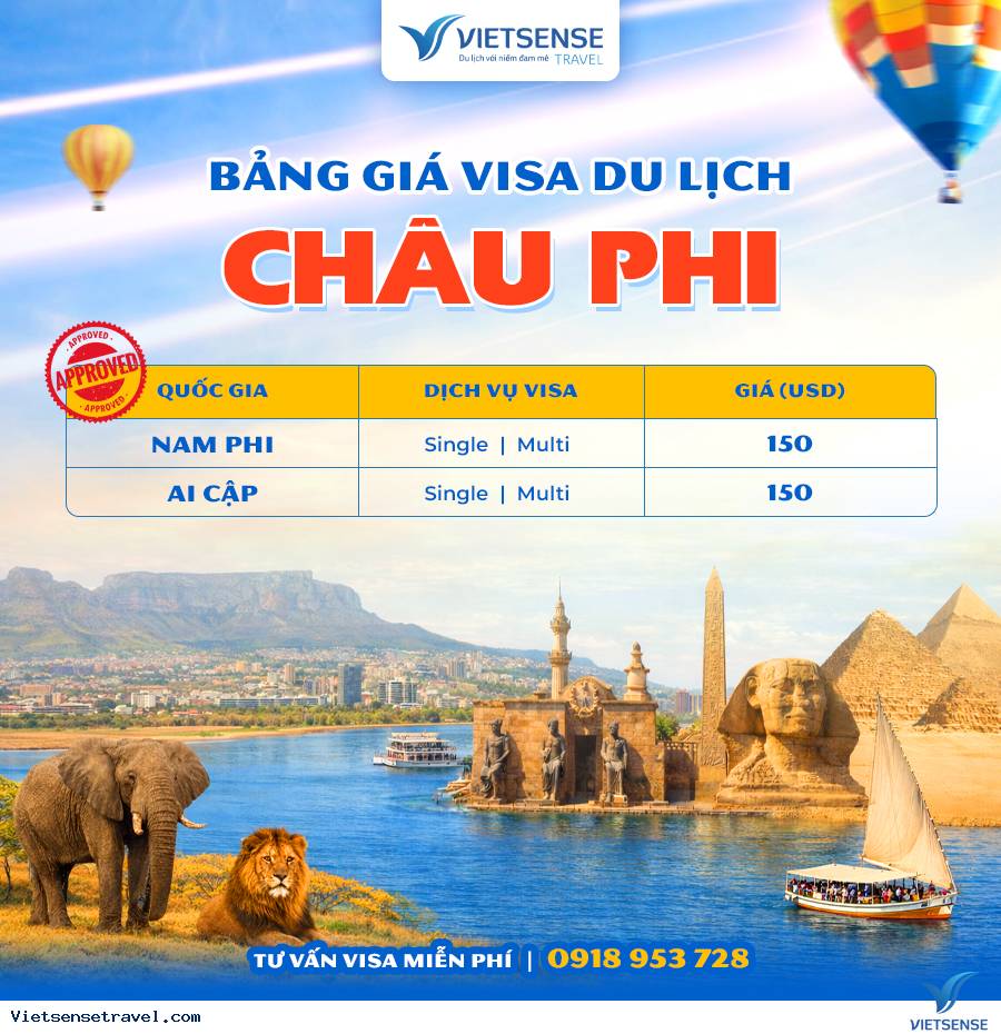 Bảng giá làm visa Châu Phi Bảng giá làm visa Châu Phi