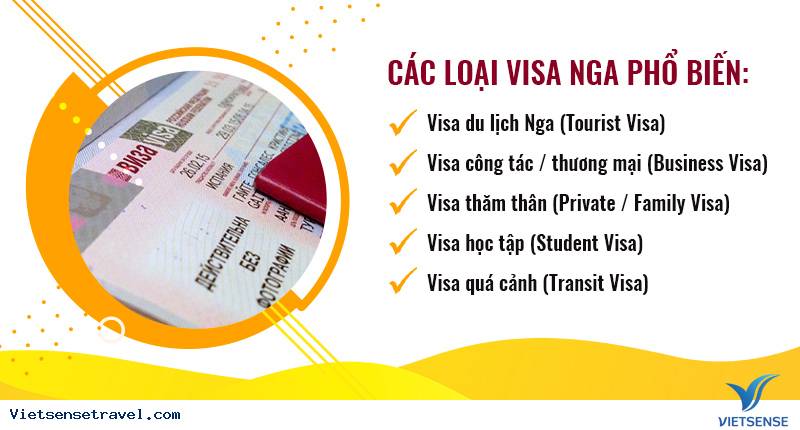 Các loại visa Nga phổ biến hiện nay