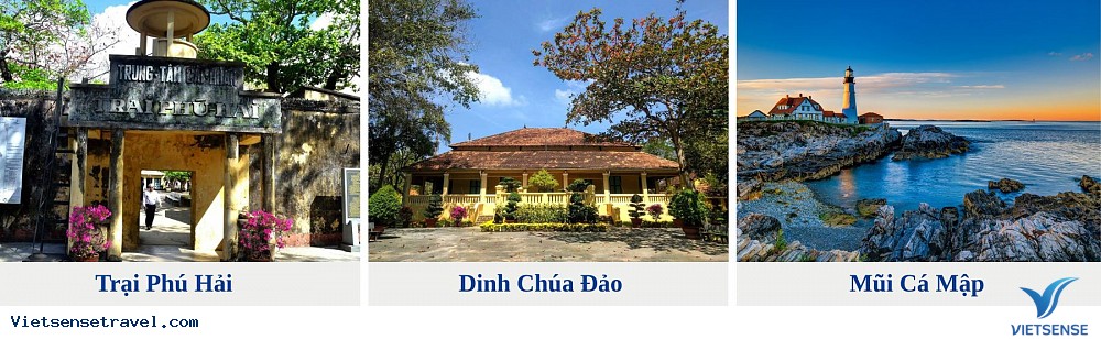 Dinh chúa Đảo - Miếu bà Phi Yến - Bãi Nhát (Ăn sáng, trưa, tối)