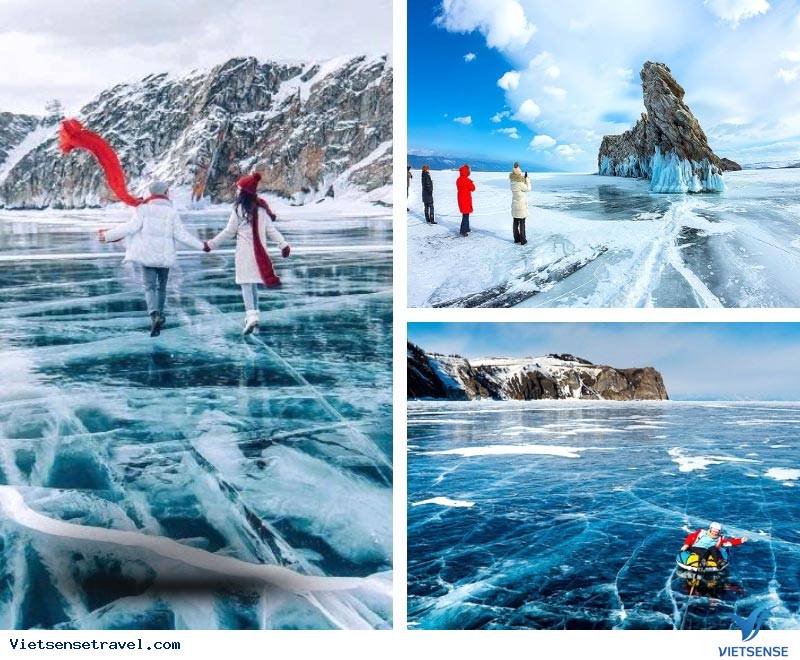 Hồ Baikal tuyệt đẹp nổi bật với những lớp băng dày trong suốt tựa pha lê