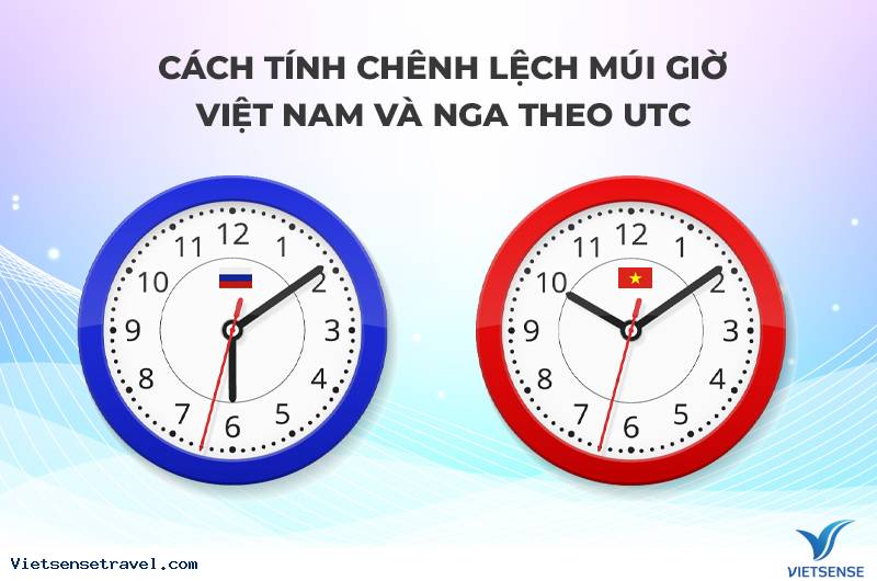 Cách tính chênh lệch múi giờ Việt Nam và Nga đơn giản theo theo UTC 