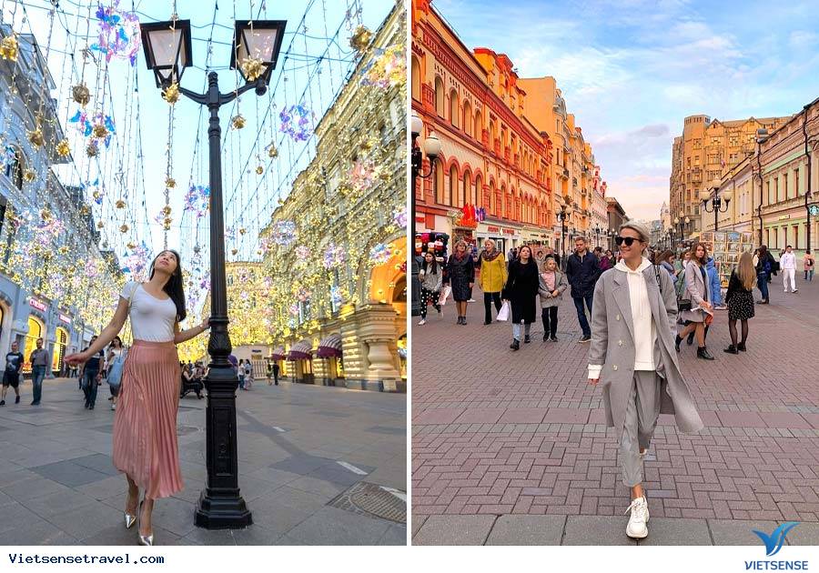 Phố cổ Arbat là điểm check in nổi tiếng được nhiều du khách yêu thích